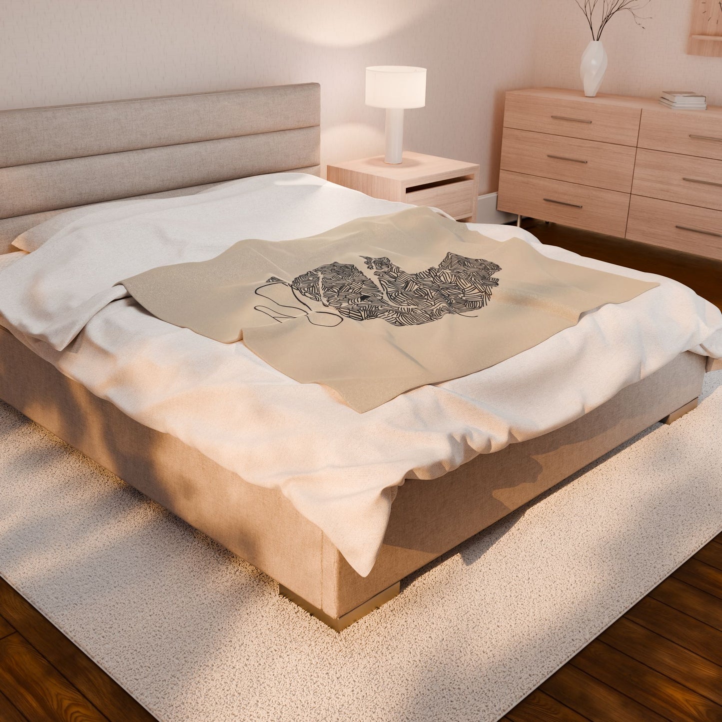 Plush Blanket - Minimalist Line Art Reading Person Design