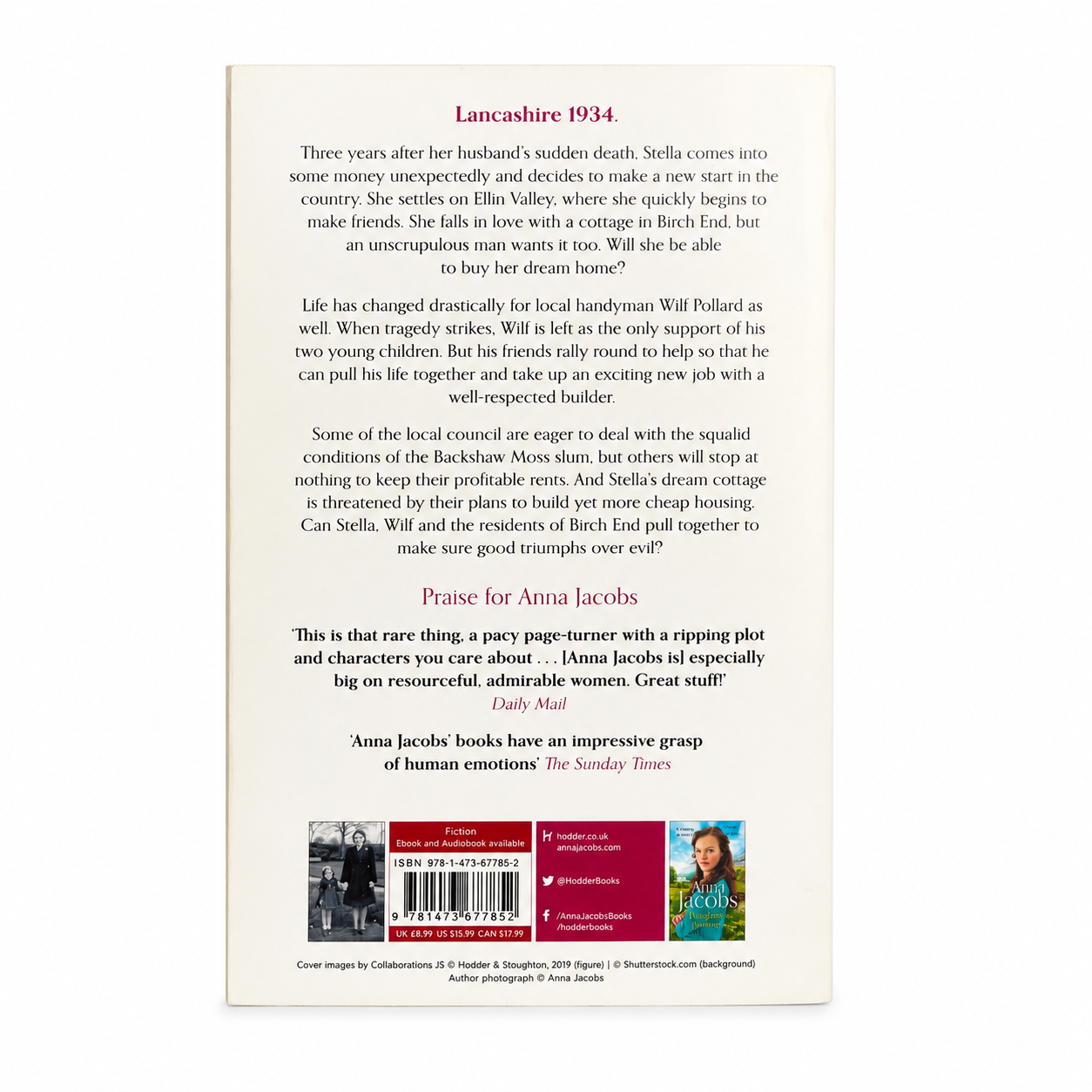 Back cover of A Widow's Courage by Anna Jacobs showing the book description and ISBN on a clean white background for the BookBuddies online bookshop.