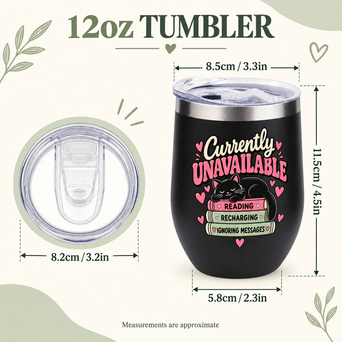Features of the Currently Unavailable reading cat tumbler