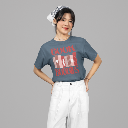 Book Buddies T-Shirt for book lovers in Airforce Blue