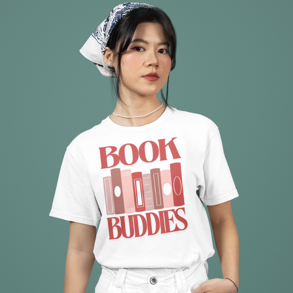 Book Buddies T-Shirt for book lovers in White