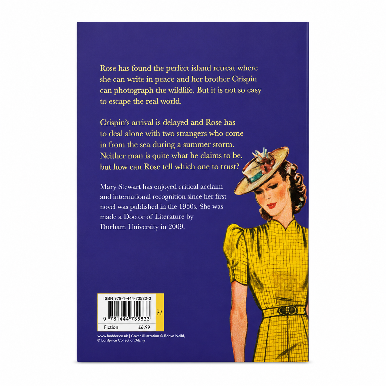 Back cover: Back cover of Stormy Petrel by Mary Stewart showing the book synopsis and ISBN on a clean white background for the BookBuddies online bookshop.