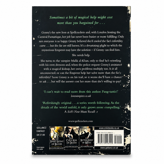 Back cover of The Shifting Price of Prey by Suzanne McLeod paperback showing the book synopsis.