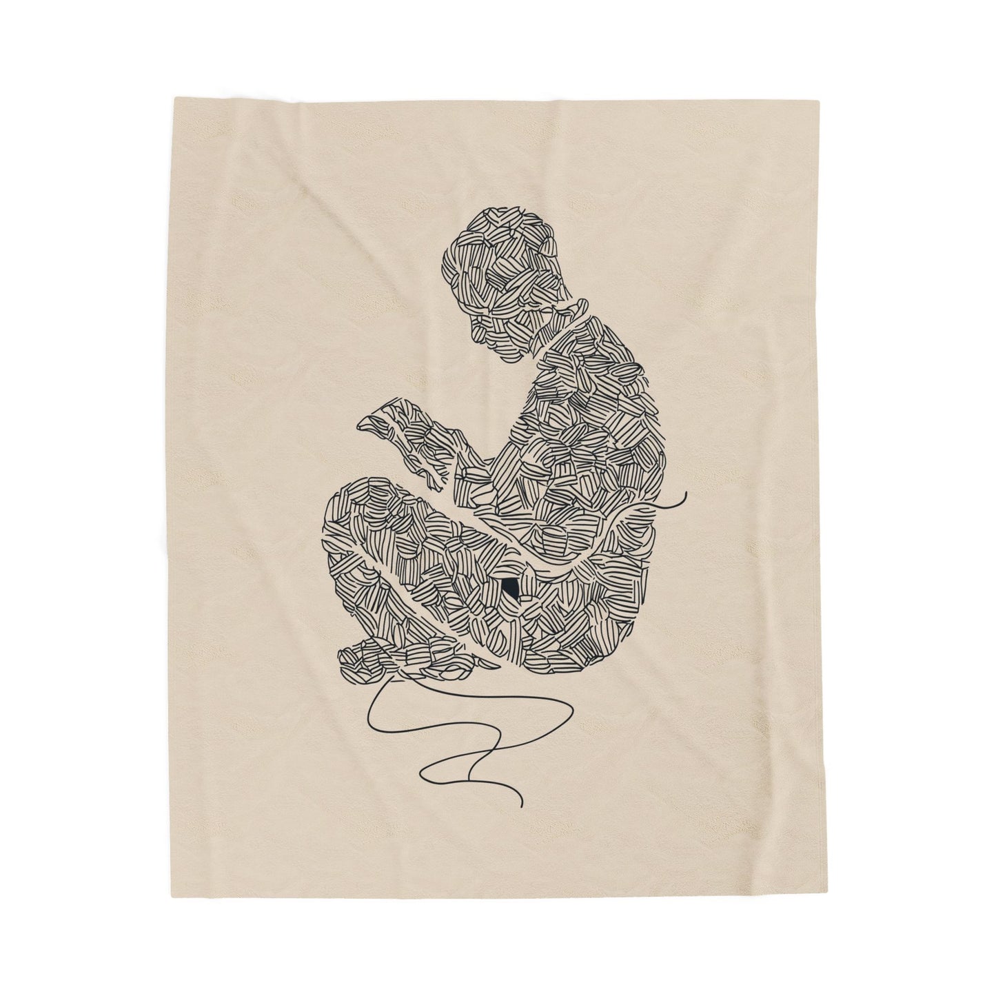 Plush Blanket - Minimalist Line Art Reading Person Design