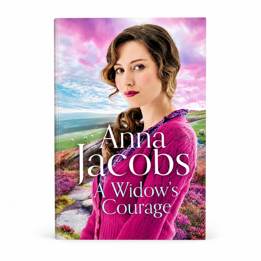 Front cover of A Widow's Courage by Anna Jacobs, paperback book photographed on a clean white background for the BookBuddies online bookshop.