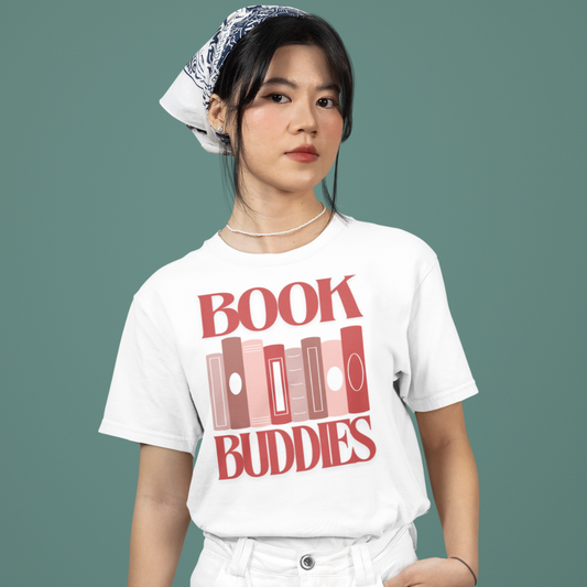 Book Buddies T-Shirt for book lovers in White