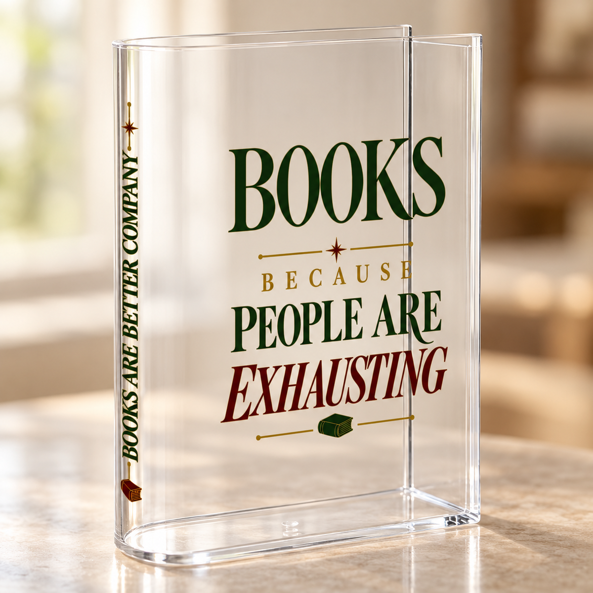 Books Because People Are Exhausting Acrylic Book-Shaped Vase