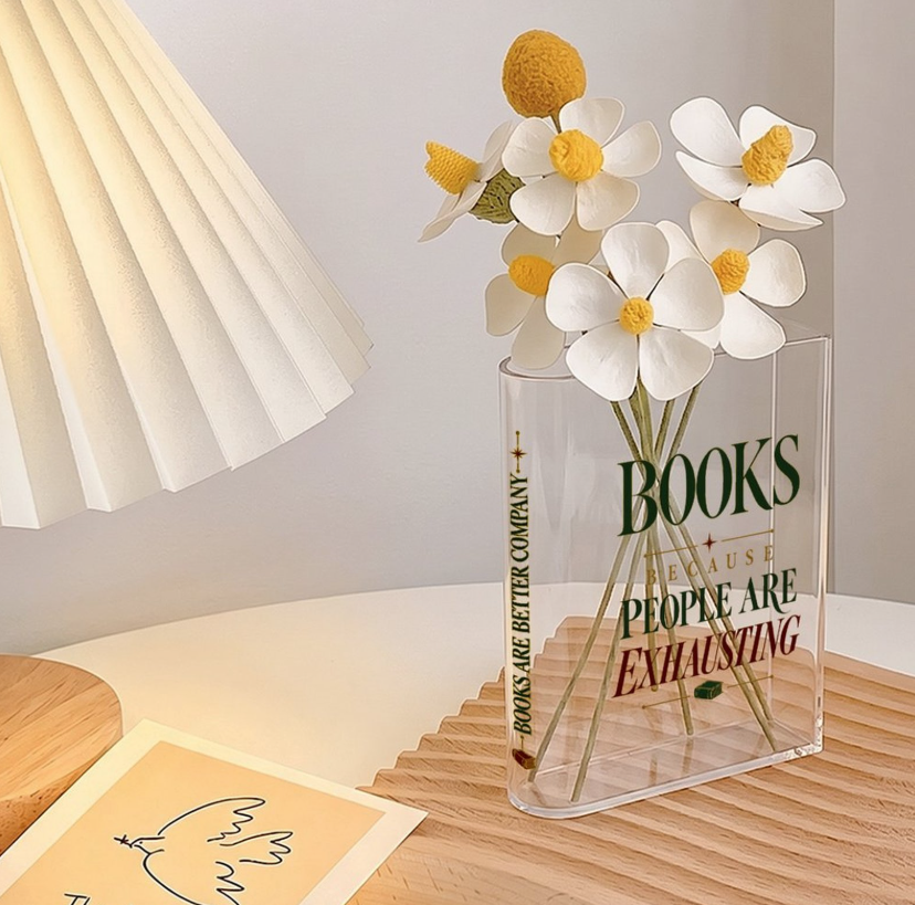 Books Because People Are Exhausting Acrylic Book-Shaped Vase