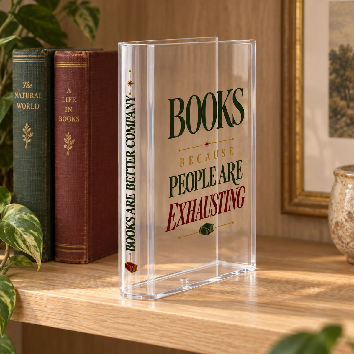 Books Because People Are Exhausting Acrylic Book-Shaped Vase