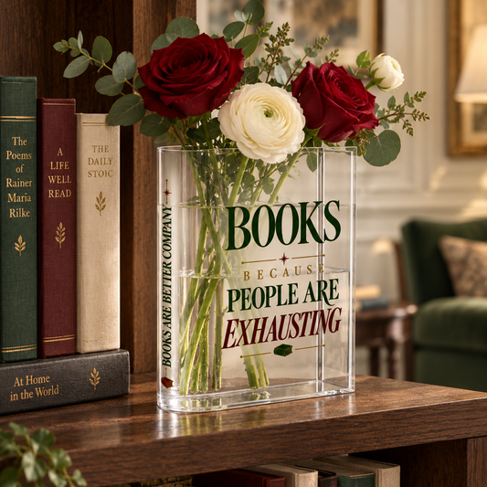 Books Because People Are Exhausting Acrylic Book-Shaped Vase