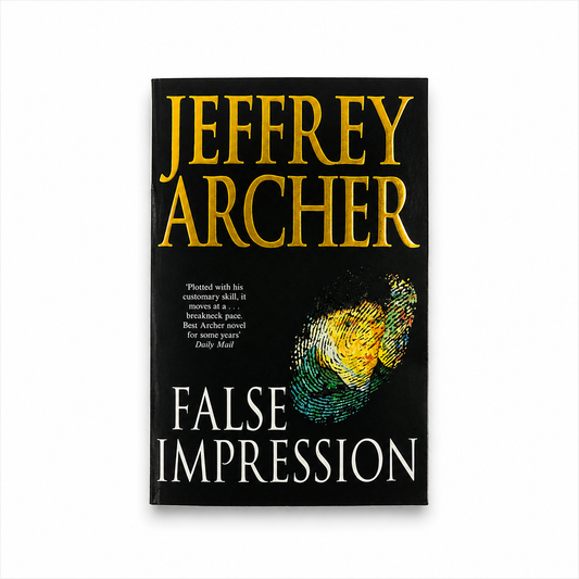 Front cover of False Impression by Jeffrey Archer, paperback book in Very Good used condition on a white background.