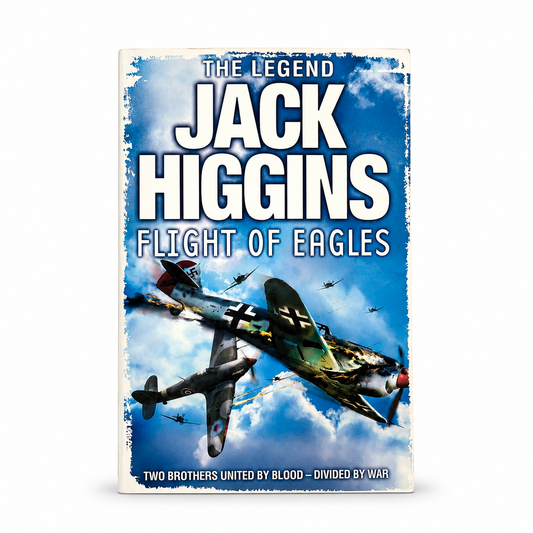 Front cover of Flight of Eagles by Jack Higgins, paperback thriller novel in Very Good condition featuring a dramatic Second World War aerial combat scene.