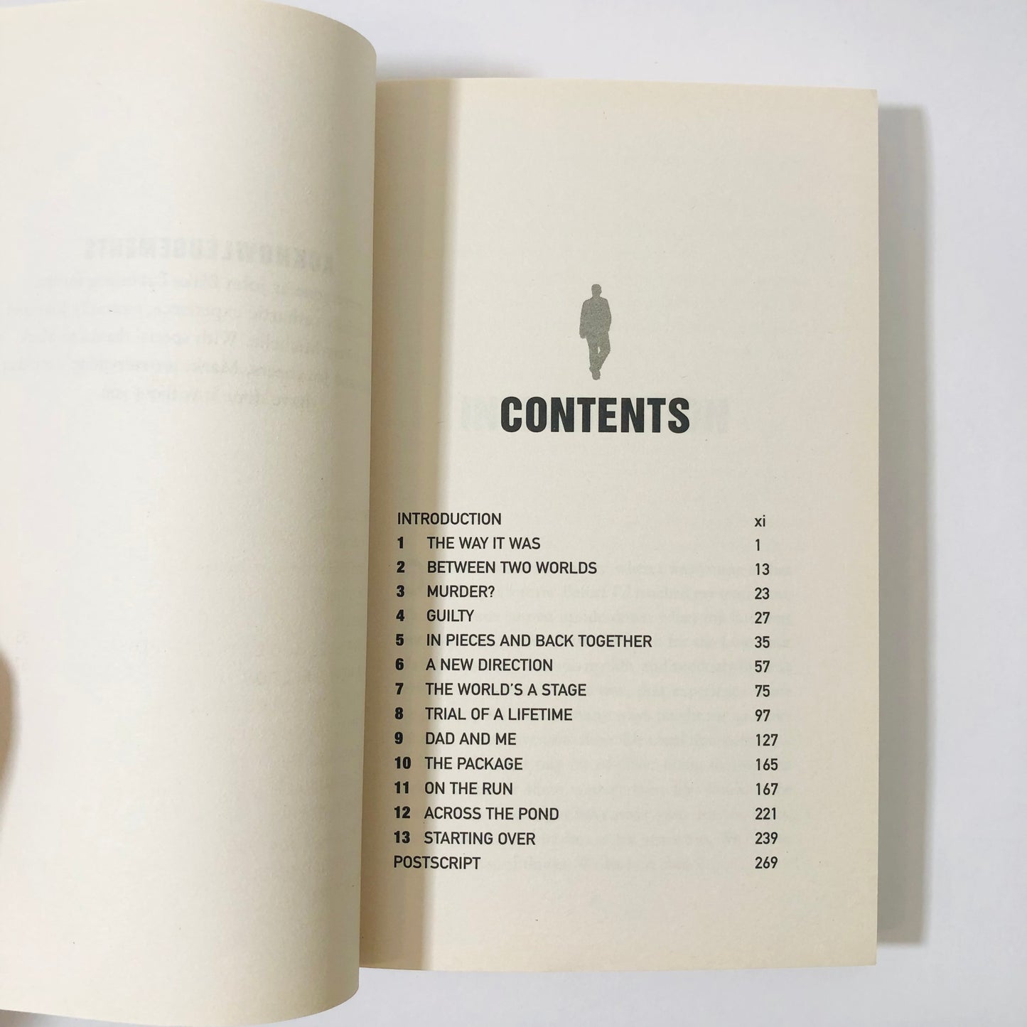 Contents page of a book with chapter titles and page numbers on a white background