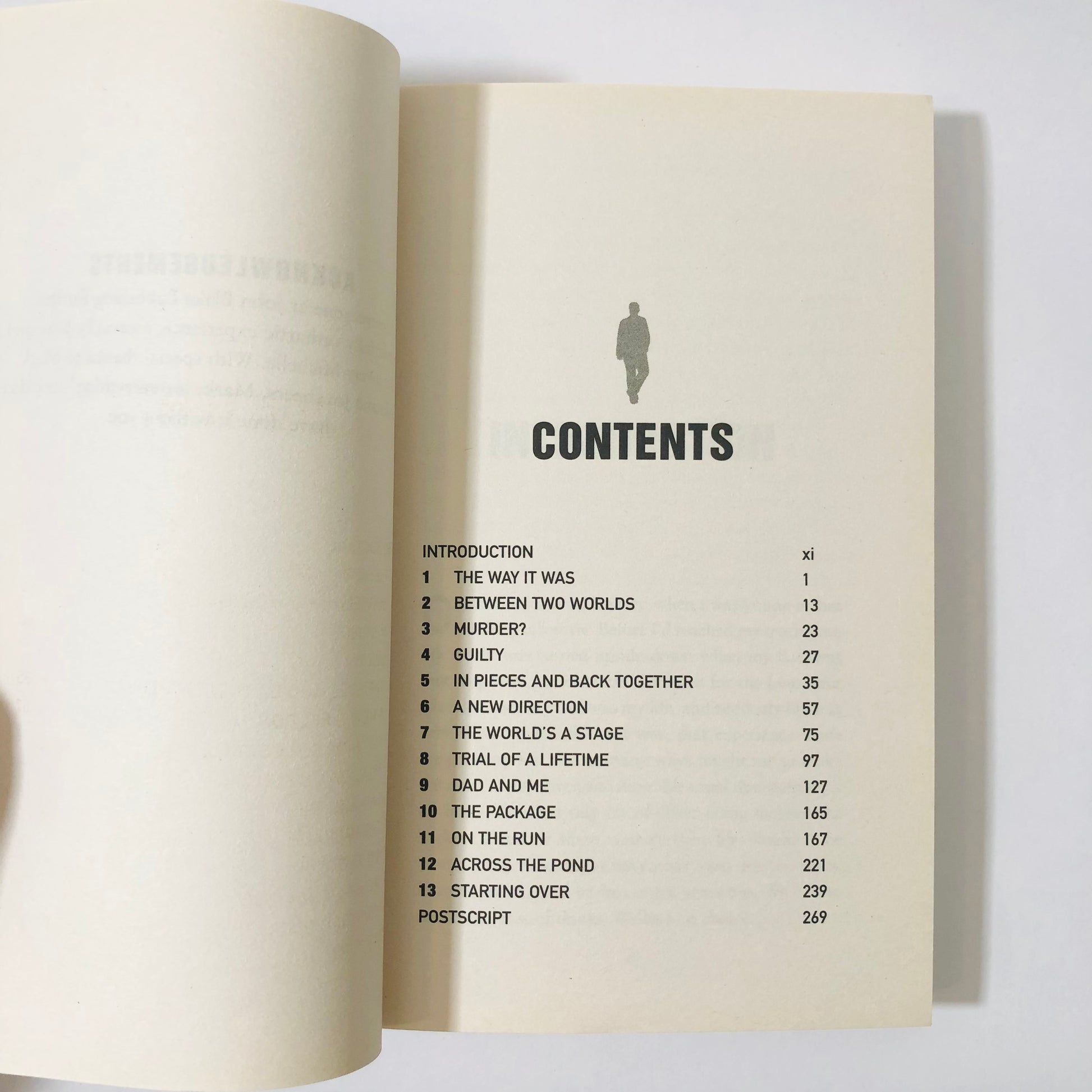 Contents page of a book with chapter titles and page numbers on a white background