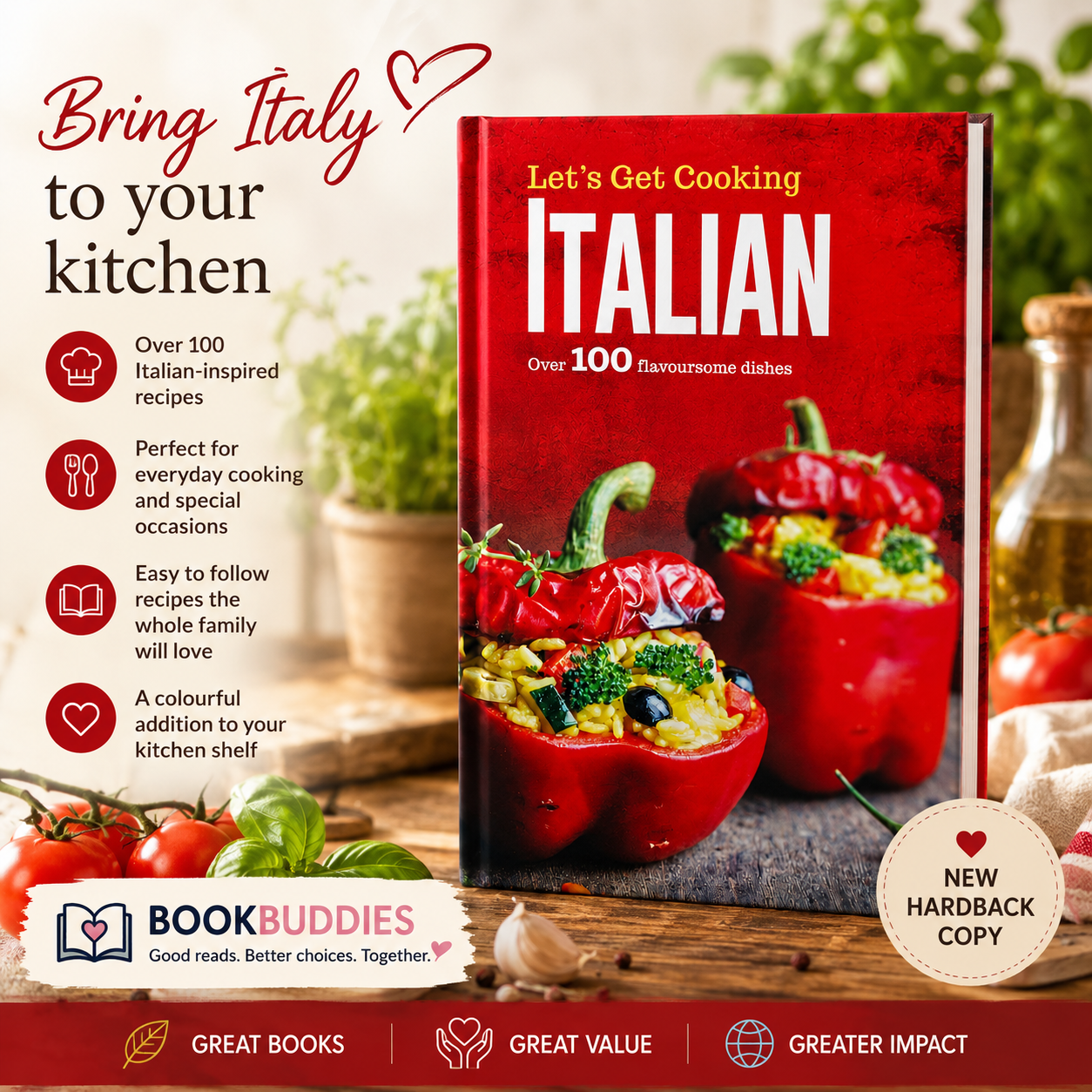Let’s Get Cooking Italian | Hardback Recipe Book