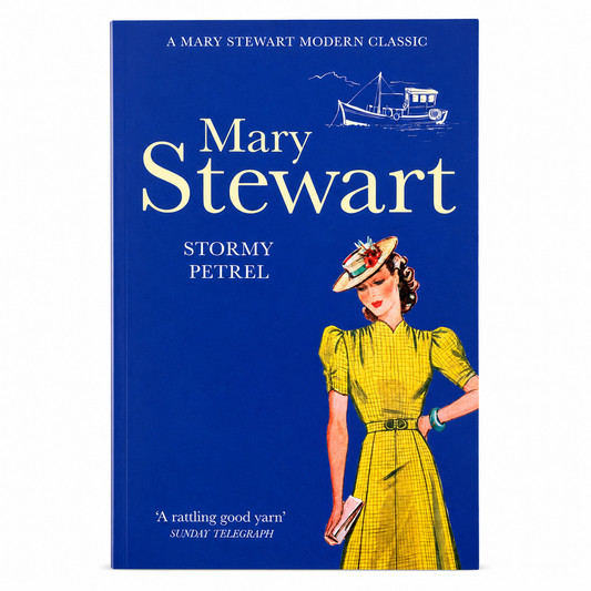 Front cover: Front cover of Stormy Petrel by Mary Stewart paperback on a clean white background for the BookBuddies online bookshop.