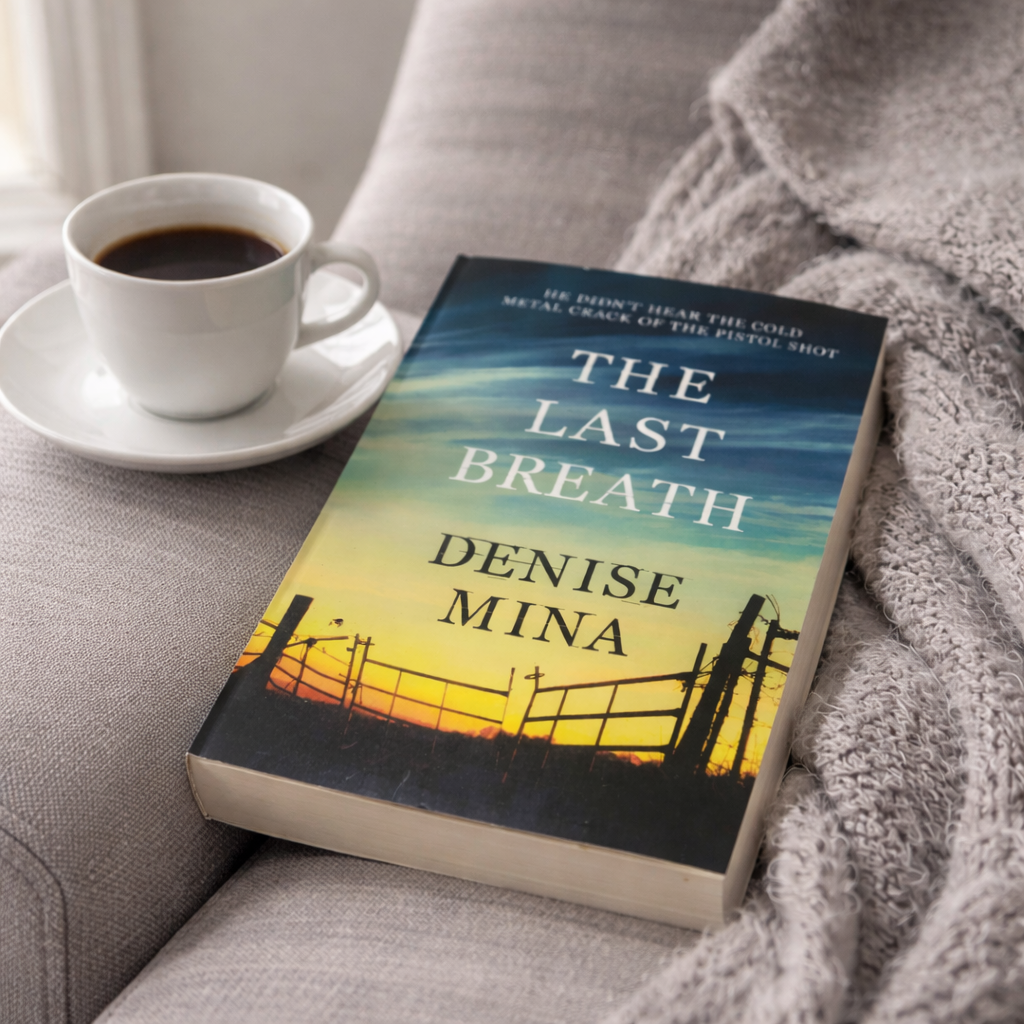 The Last Breath by Denise Mina resting on a comfy chair