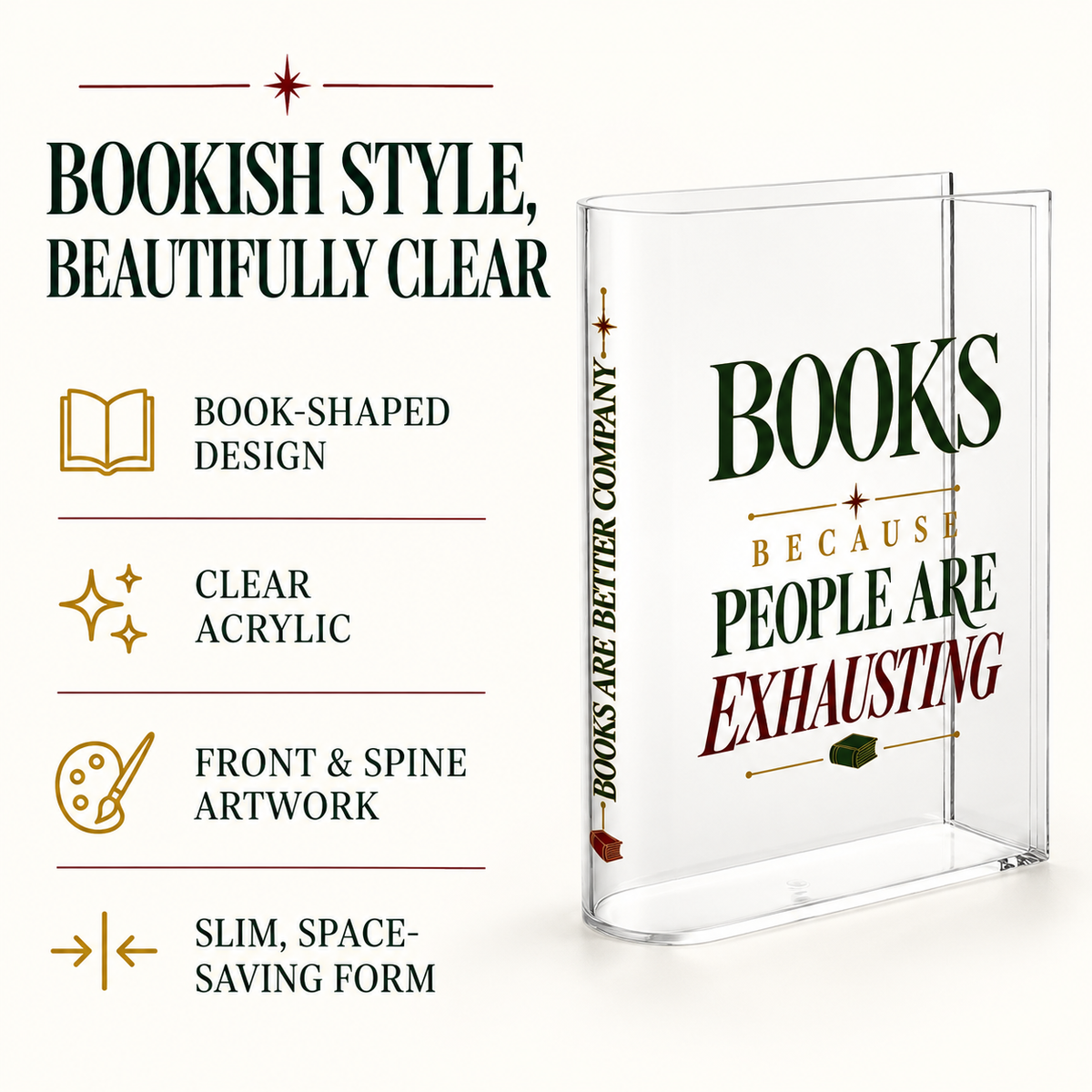 Books Because People Are Exhausting Acrylic Book-Shaped Vase