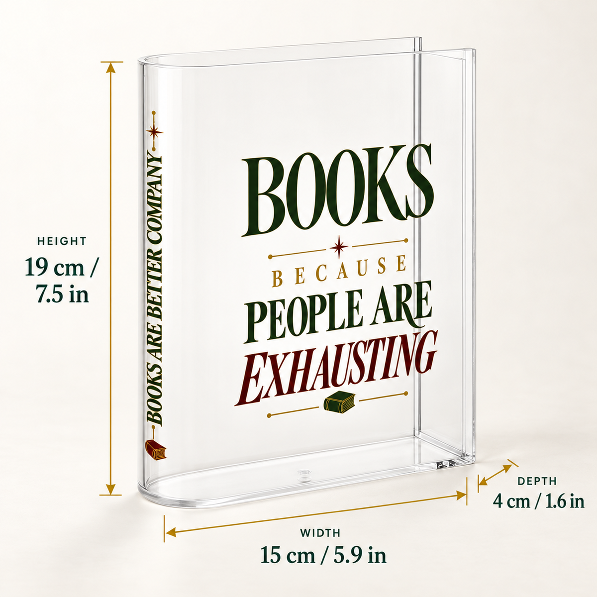 Books Because People Are Exhausting Acrylic Book-Shaped Vase